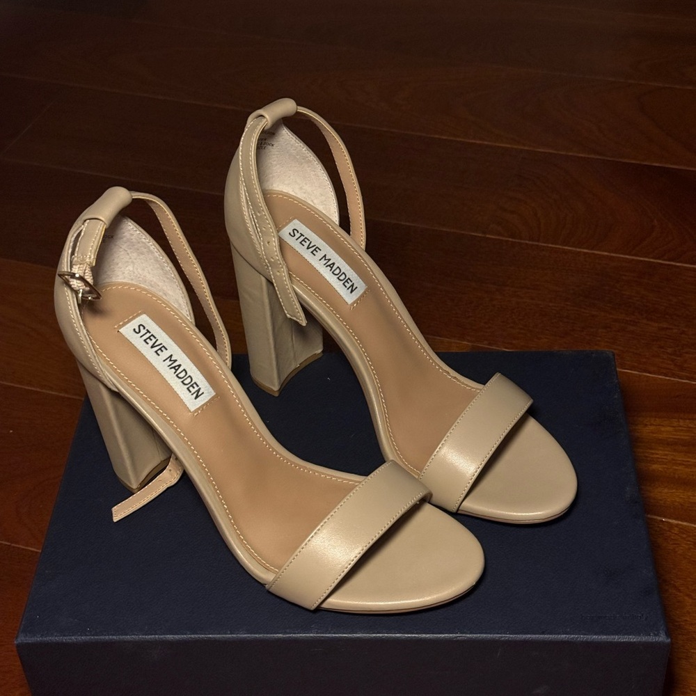 Steve Madden Beige Block Heel Sandals